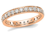 1.00 Carat (ctw Color H-I, I1-I2) Diamond Eternity Wedding Band Ring in 14K Rose Pink Gold